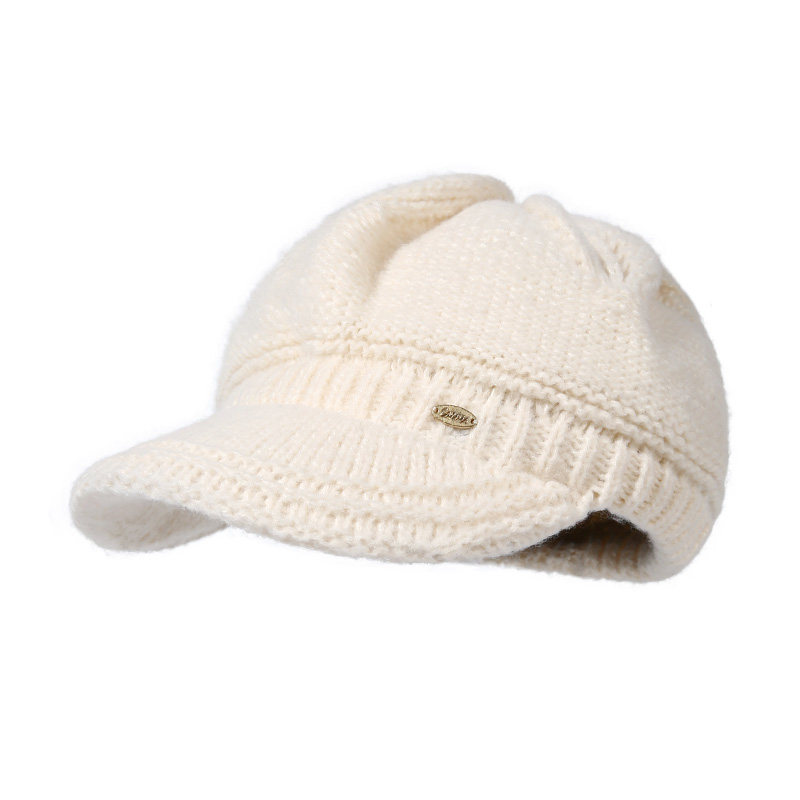 CACUSS帽子女秋冬新针织帽加厚保暖贝雷帽护耳毛线帽显脸小鸭舌帽,淘宝优惠券,粉丝福利购,淘宝优惠卷