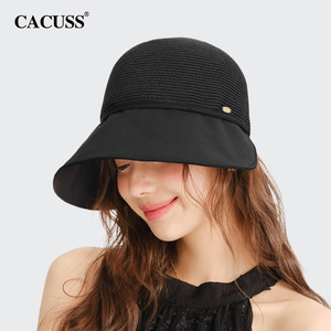 CACUSS帽子女款2024新款春夏季渔夫帽防晒遮阳帽可调节太阳帽草帽