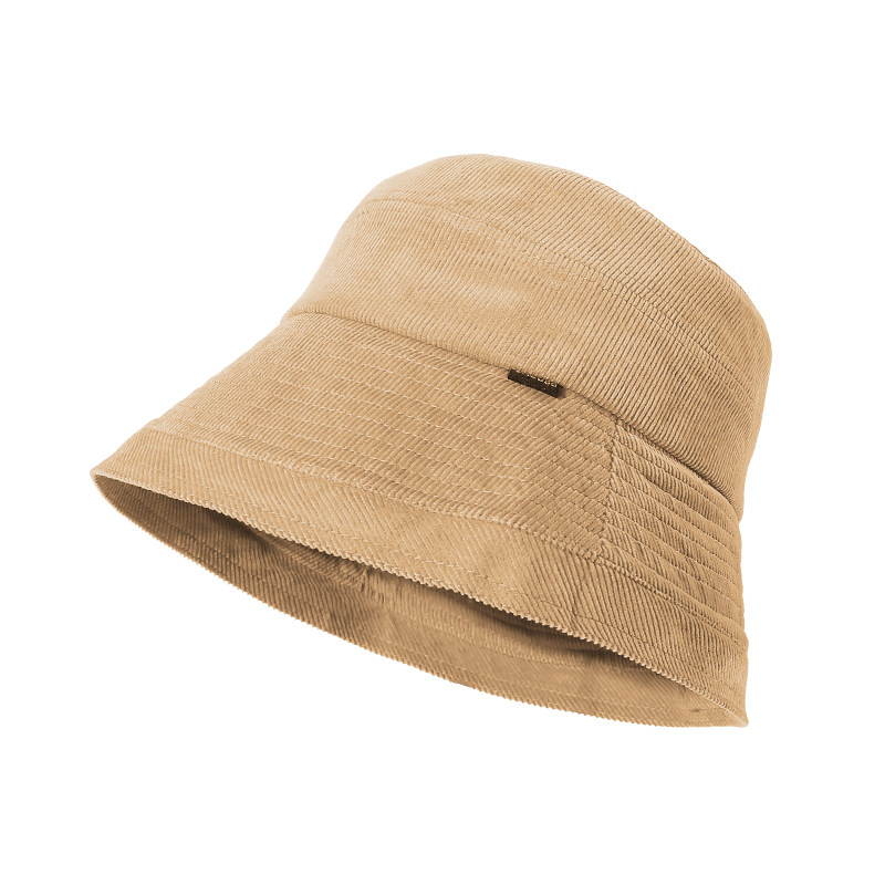 CACUSS帽子女秋冬季灯芯绒渔夫帽显脸小纯色复古大头围百搭盆帽潮