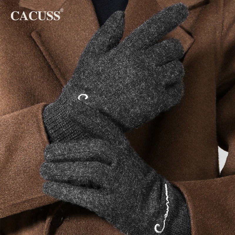 CACUSS羊毛手套男款冬季保暖加绒加厚户外骑行防风防寒分指可触屏,淘宝优惠券,粉丝福利购,淘宝优惠卷