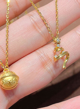 PURE立体丝带圣诞树爆闪钻小星星项链女轻奢简约精致圣诞节锁骨链