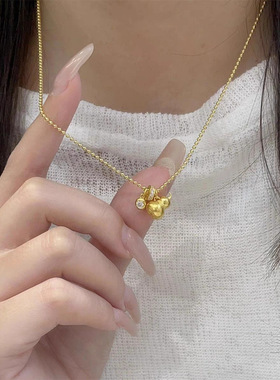 PURE新中式小葫芦吊坠项链女纳米真空镀金膜强保色锁骨链富婆同款