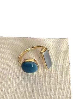 PURE祖母绿色戒指女冷淡风小众设计轻奢欧美开口可调节指环尾戒女