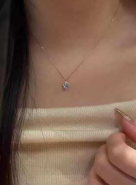 PURE蓝眼泪项链mini吊坠女小众设计轻奢高颜值显白精致闪钻锁骨链