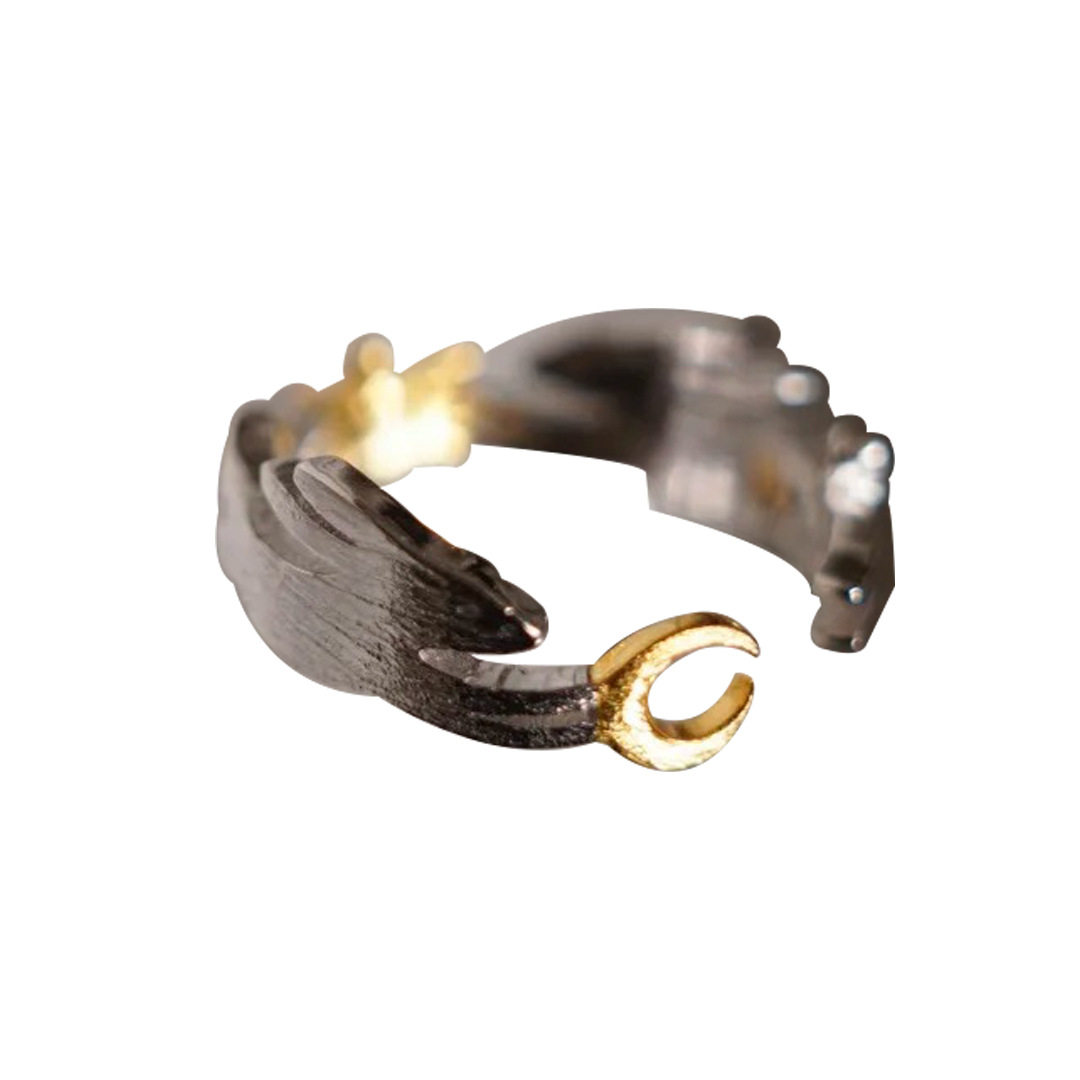 PURE星月兔子戒指女唐风敦煌纹样拉丝镀18k金新中式开口食指戒指,淘宝优惠券,粉丝福利购,淘宝优惠卷