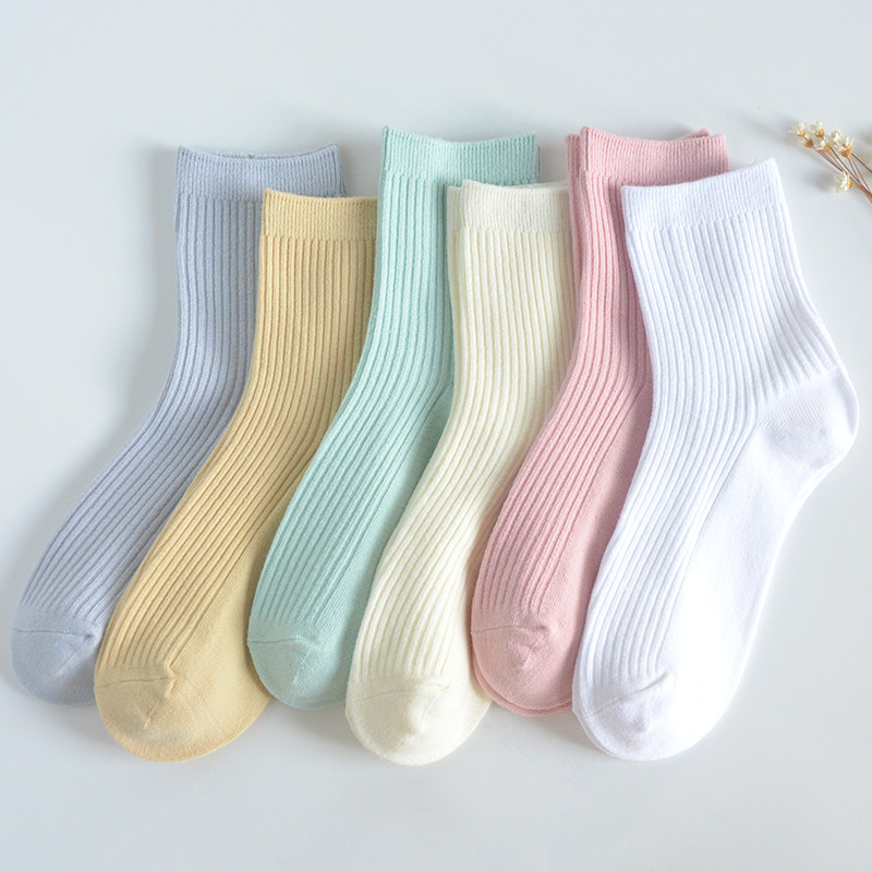 袜子女中筒袜纯棉秋冬季韩国可爱日系百搭纯色长袜子全棉防臭女袜,淘宝优惠券,粉丝福利购,淘宝优惠卷