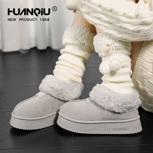 环球雪地靴子2025年新款加绒加厚女冬季棉靴保暖低帮厚底棉鞋子 - 图2