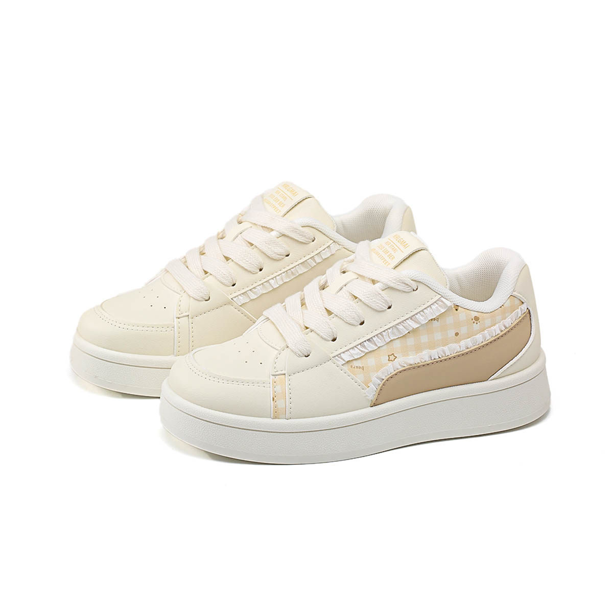 尊儿甜美风拼色板鞋女2026春季新款学生可爱厚底休闲百搭小白鞋,淘宝优惠券,粉丝福利购,淘宝优惠卷