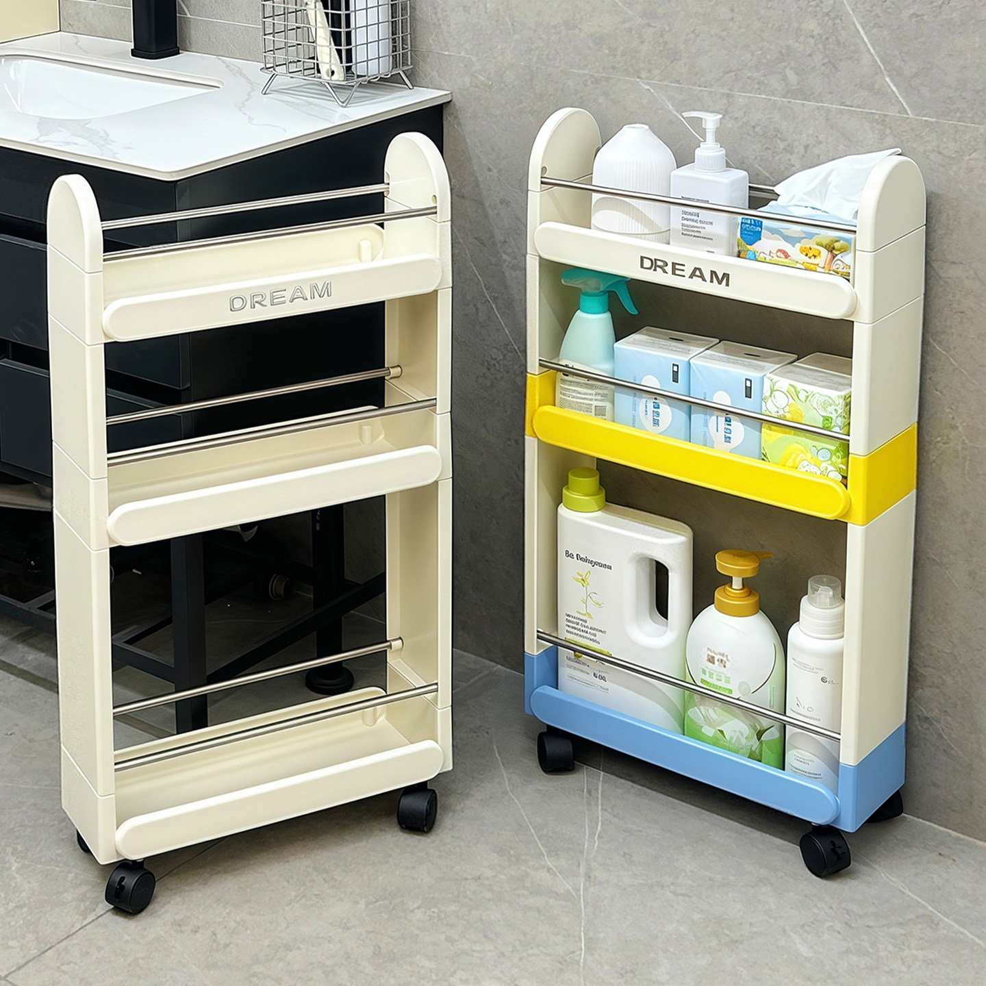 夹缝置物架多层落地超窄卫生间厨房缝隙柜收纳架冰箱马桶旁小推车,淘宝优惠券,粉丝福利购,淘宝优惠卷