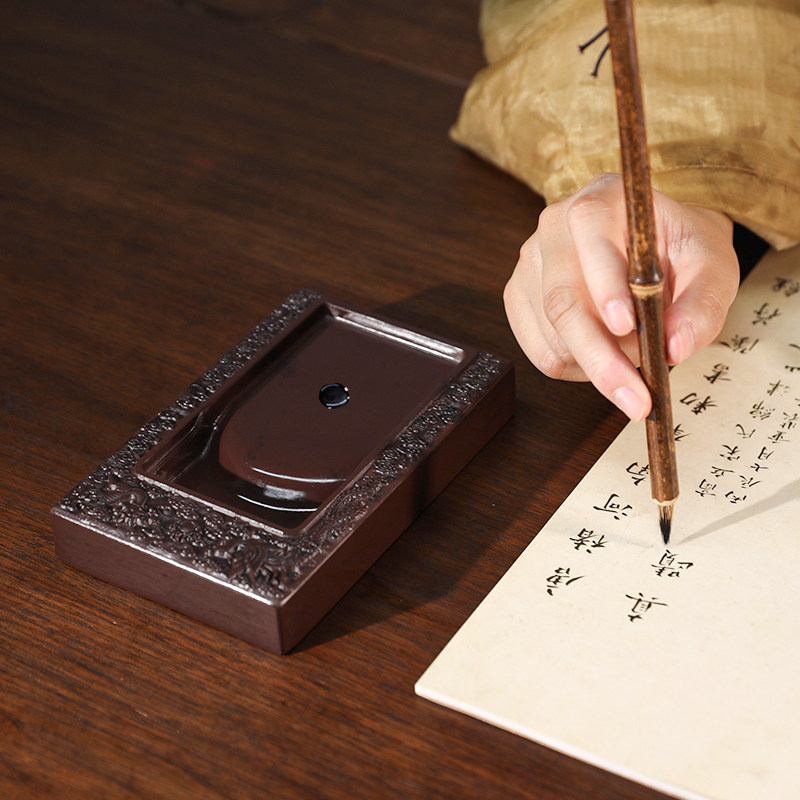 【西泠印社】肇庆端砚《龙凤呈祥》精品宋坑砚台书法毛笔磨墨专用正宗天然原石手工雕刻高档砚池文房礼物送礼 - 图2