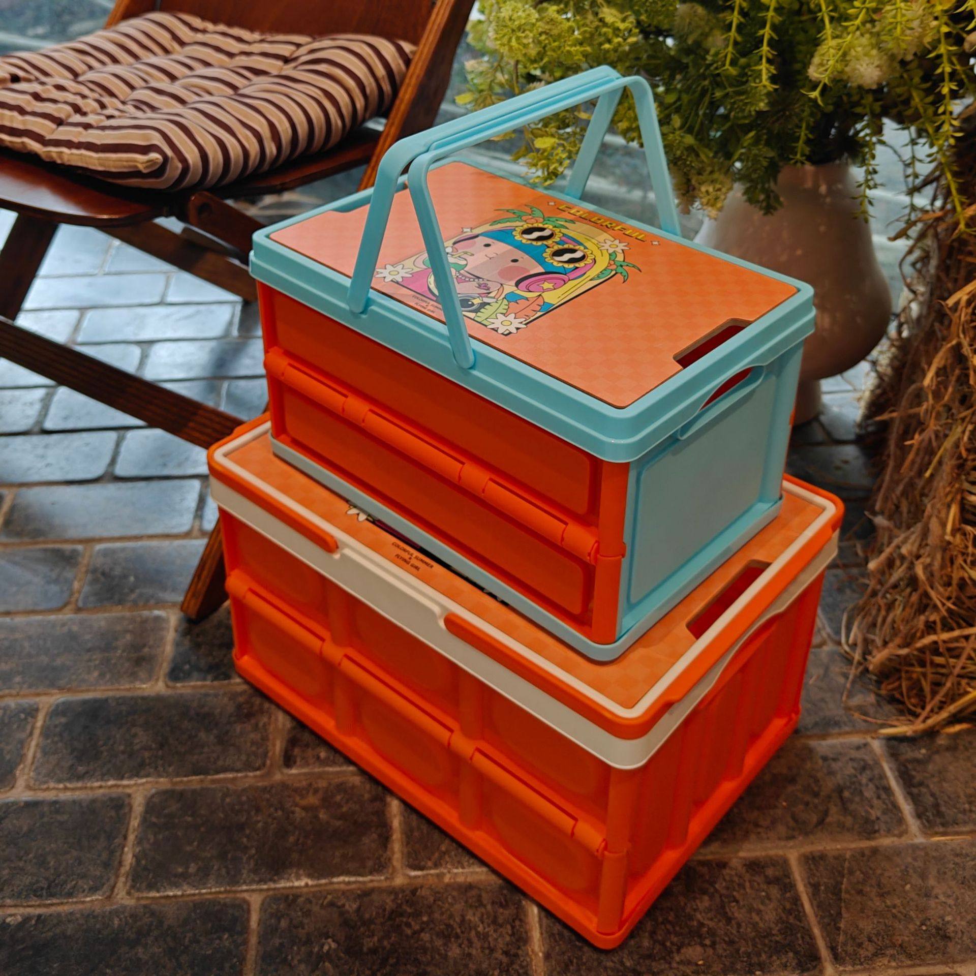 折叠收纳箱提篮露营箱礼品箱放飞女孩IP礼盒手提购物篮车载整理箱,淘宝优惠券,粉丝福利购,淘宝优惠卷