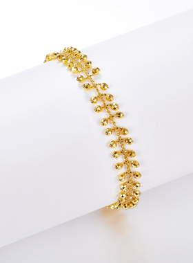 B012款S925银镀18K金意大利蕾丝编织工艺时尚灵动闪珠手链轻奢