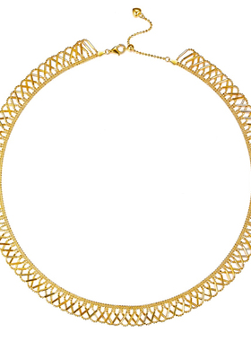 K024款S925银镀18K金意大利蕾丝编织工艺时尚闪亮项链轻奢高级