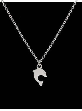 迷你小海豚项链女生轻奢小众设计感甜酷锁骨链银色欧美颈链配饰潮