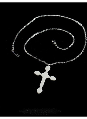 十字架项链男女ins设计感小众钛钢古巴链暗黑风嘻哈配饰毛衣链