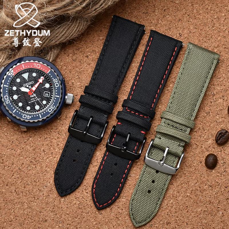 适配西铁城光动能防水尼龙22mm男表 zethydum尊致登配件