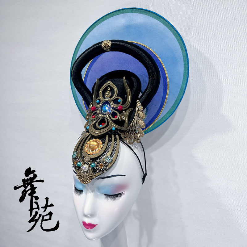 古典舞蹈头饰敦煌飞天西域灯舞五星出东方丝路民族演出假发发饰品,淘宝优惠券,粉丝福利购,淘宝优惠卷