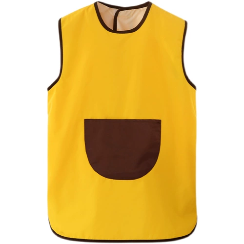 Детский водонепроницаемый нагрудник без рукавов, летний фартук для детского сада для еды, с карманом, сзади на завязках, делается под заказ, с печатью вашего логотипа