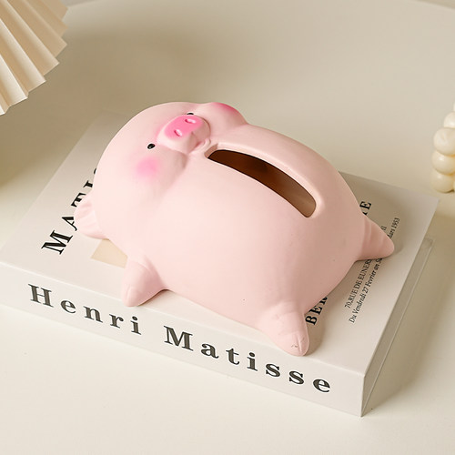 躺平猪猪纸巾盒客厅纸抽盒陶瓷抽纸盒家用茶几摆件餐巾纸盒装饰品 - 图1