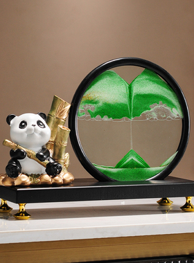 熊猫流沙画沙漏摆件客厅酒柜办公室装饰教师节老师文创纪念品礼物
