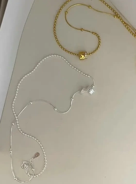 S925纯银菱格纹项链极简锁骨链