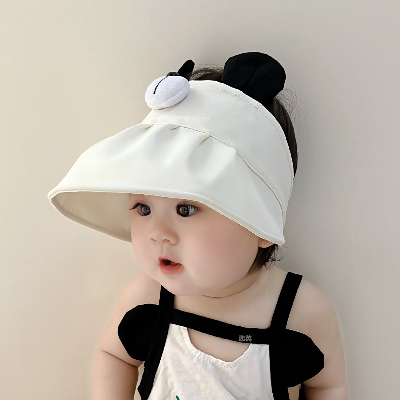韩国婴儿帽子夏季遮阳宝宝空顶帽大檐婴幼儿童防晒帽透气男女童帽-图0