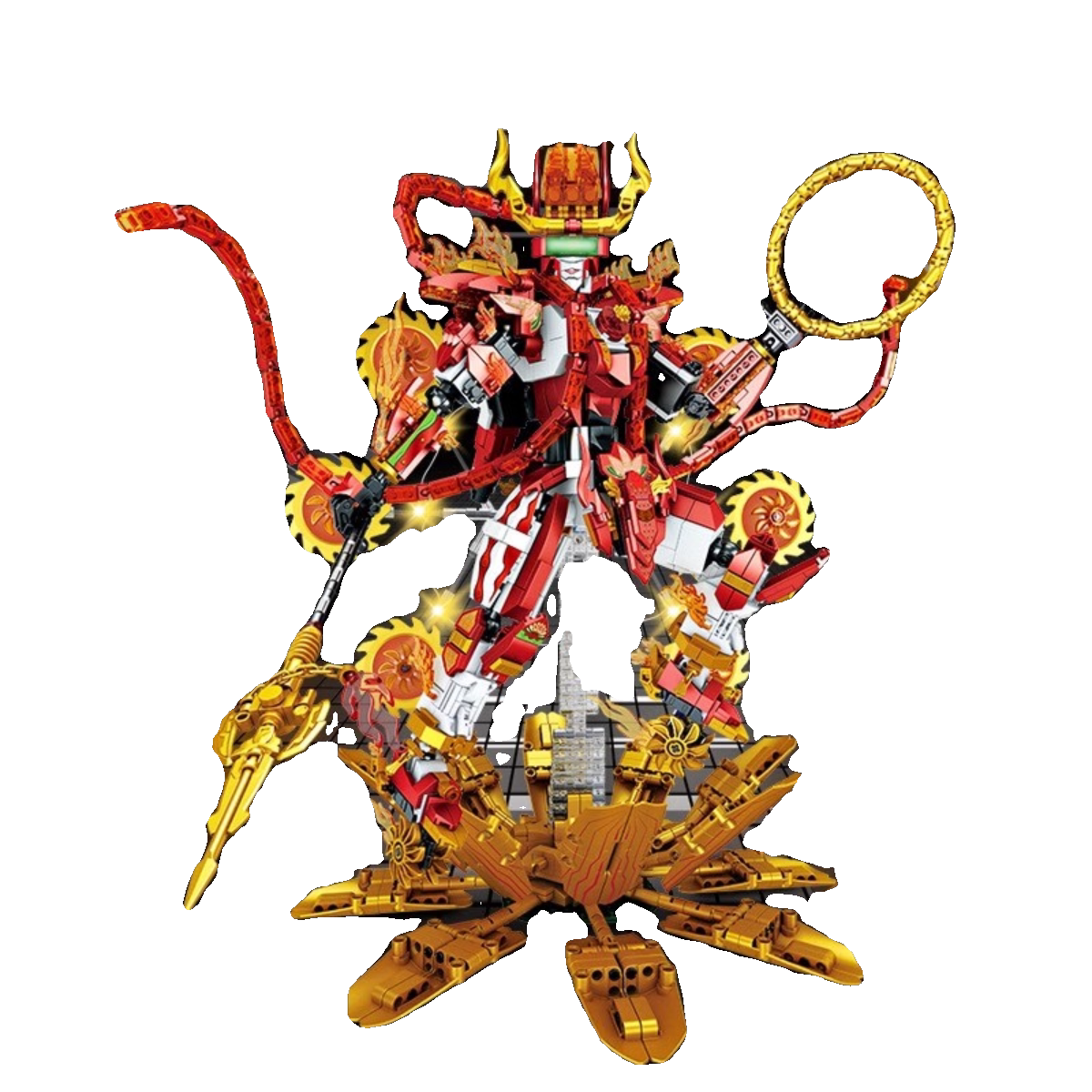 方橙积木西游机甲齐天悟空佛怒哪吒手办拼装拼插积木玩具模型男孩