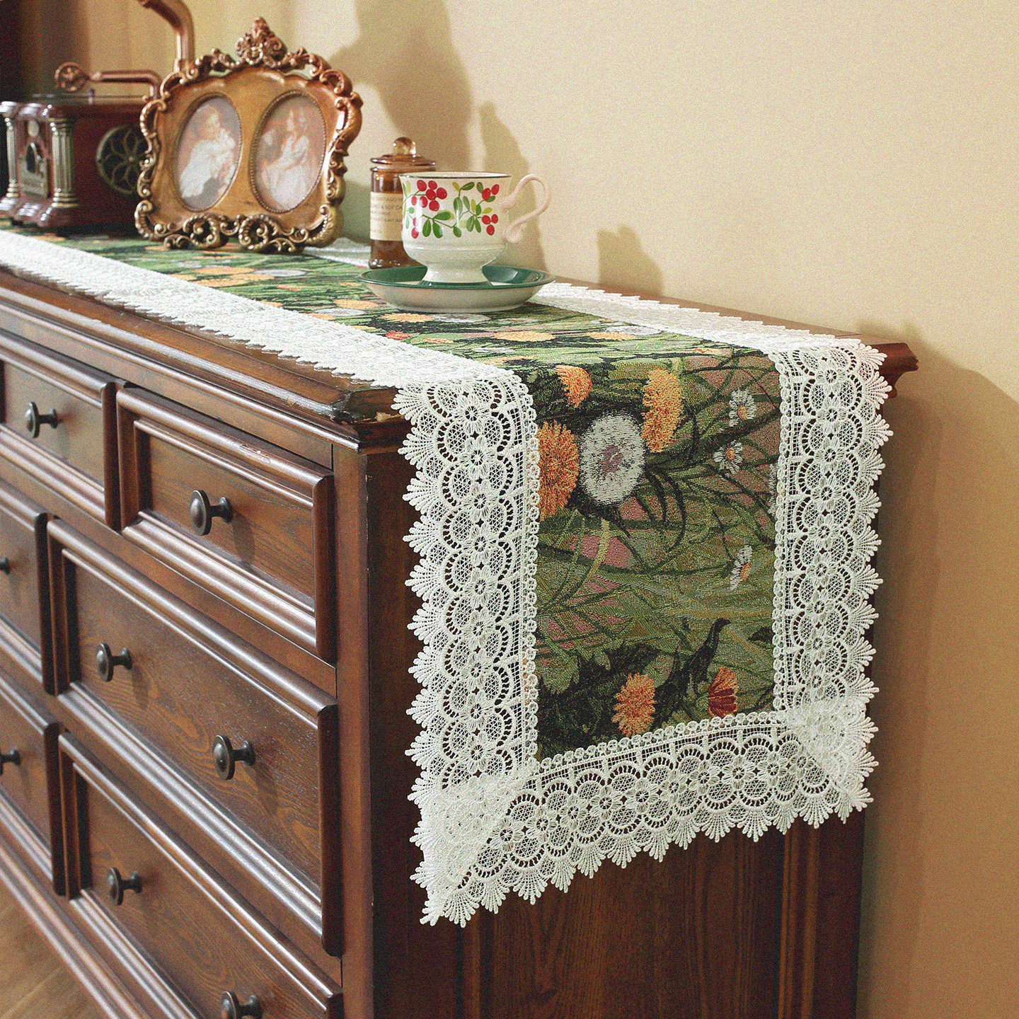 美式复古桌旗斗柜装饰长条电视柜餐桌桌布鞋柜布置入户柜蕾丝盖布,淘宝优惠券,粉丝福利购,淘宝优惠卷