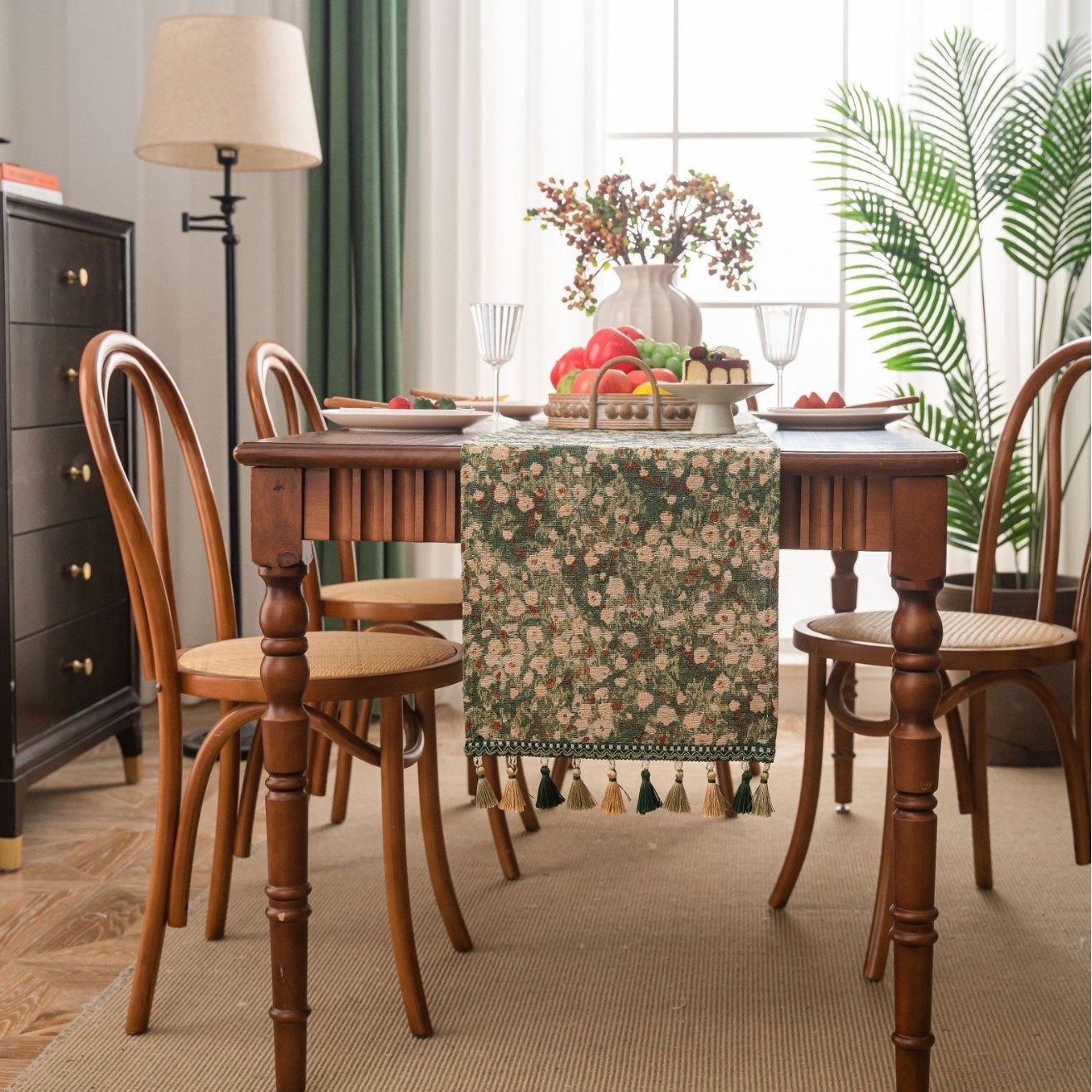 复古风美式田园原木桌旗绿色花朵油画茶旗五斗柜装饰布电视柜盖布,淘宝优惠券,粉丝福利购,淘宝优惠卷