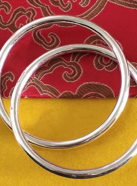 测试推荐纯银双环足银手工乾坤圈