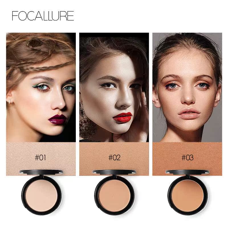 FOCALLURE 3 Colors Make Up Face Pressed Powder控油定妆粉饼-图1