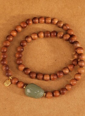 男女檀香木貔貅福牌手串