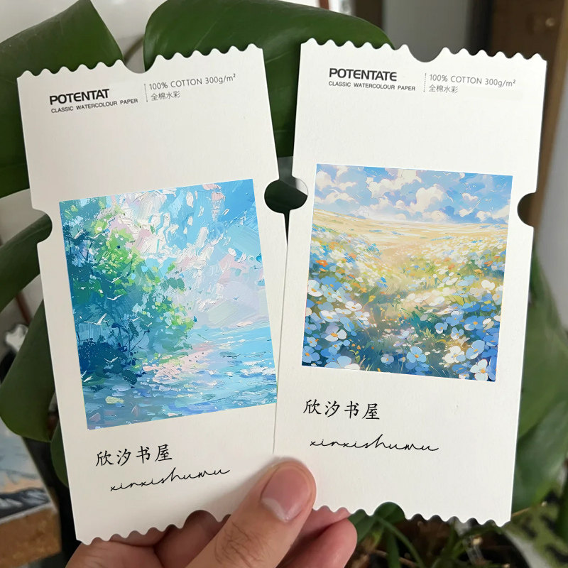 书签定制网红文创明信片设计创意贺卡纪念门票周边祝福硬卡纸来图制作小红书同款油菜花拍照打卡异形卡片打印 - 图0