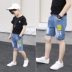 Quần áo trẻ em quần jeans nam cắt quần mùa hè quần mỏng nóng quần short trong quần trẻ em lớn 2019 mới năm quần - Quần jean Quần jean