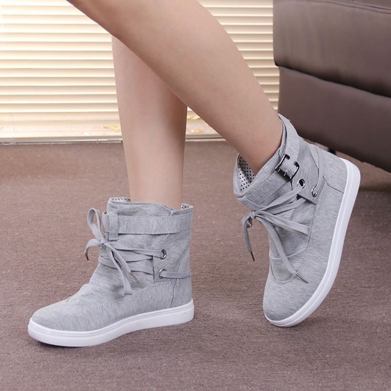 03Women Sneakers Flats Shoes Ladies Female Casual High Top - 图0