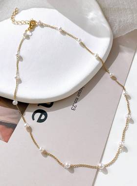 pearl clavicle chain simple temperament choker necklace 项链