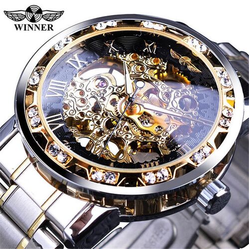 男镂空钻手动机械手表 Men's steel band watch mechanical watch - 图0