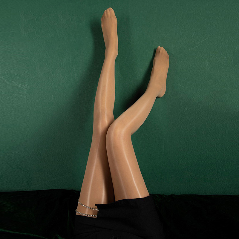 马油丝袜光腿神器开裆连裤袜女黑丝油亮夏超薄款性感油光大码 - 图0