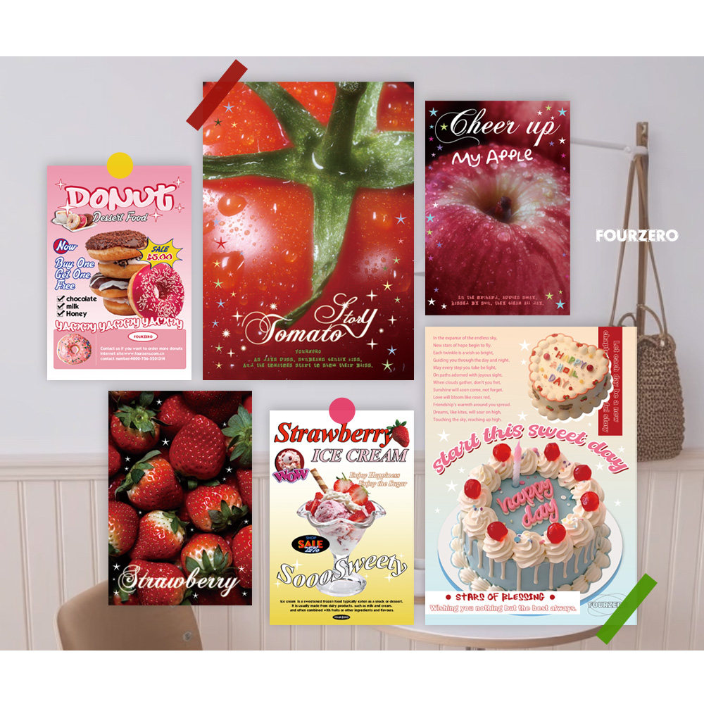 肆林自制美式复古生日蛋糕海报 卧室房子背景桌面装饰画墙贴,淘宝优惠券,粉丝福利购,淘宝优惠卷