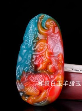 天然和田玉瑞兽祥龙把件男女