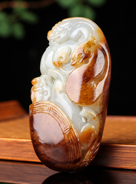 和田玉籽料貔貅如意手把件