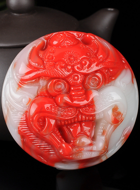 和田玉彩玉老虎皮带扣