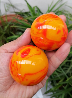 和田玉鸡血玉实心手球手把件