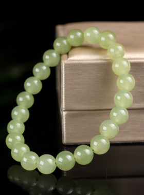 天然和田玉籽料圆珠手链