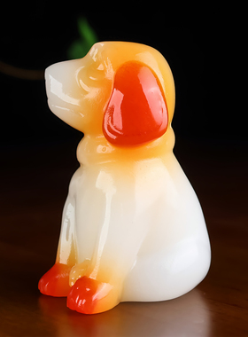 和田玉白玉籽料玉狗手把件