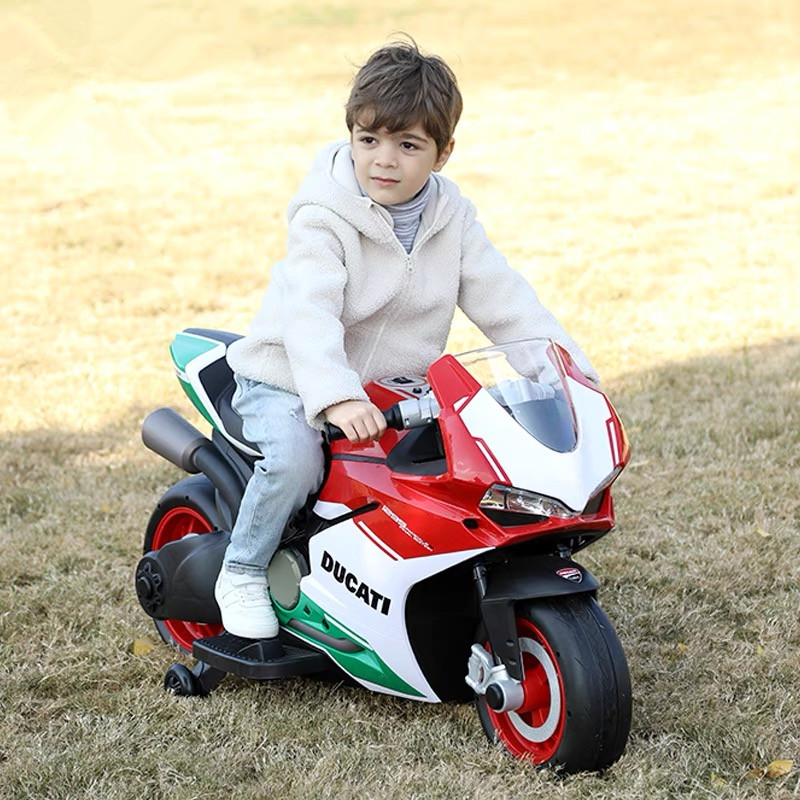 杜卡迪儿童电动摩托车宝宝玩具车 炫彩豆娃母婴儿童电动车