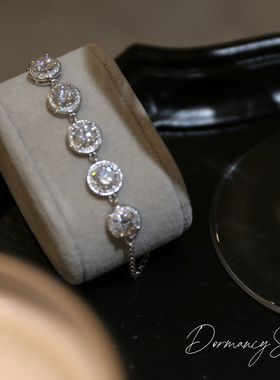 「莫桑钻系列」星河纯银圆包手链