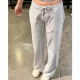 Little Seagull Striped Sports Wide Leg Pants Women's 2026 Spring and Summer Low Waist Loose Drawstring Straight Casual Long Guard Pants