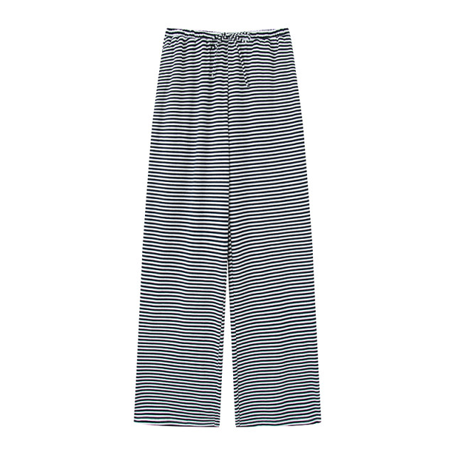 Little Seagull Striped Sports Wide Leg Pants Women's 2026 Spring and Summer Low Waist Loose Drawstring Straight Casual Long Guard Pants