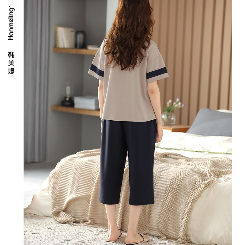 2023年新款夏款纯棉短袖七分裤睡衣 韩美婷睡衣/家居服套装